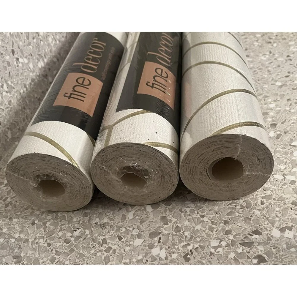 FD42344 Pulse Diamond Cream Gold Fine Decor 3 Roll Wallpaper 56 Sq Ft 20.5x11 yd